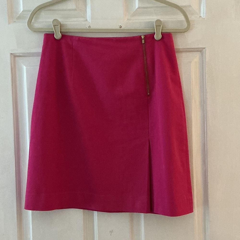 Lilly Pulitzer Passion Pink Exposed Gold Front Zipper Lined Arizona Skirt EUC 6